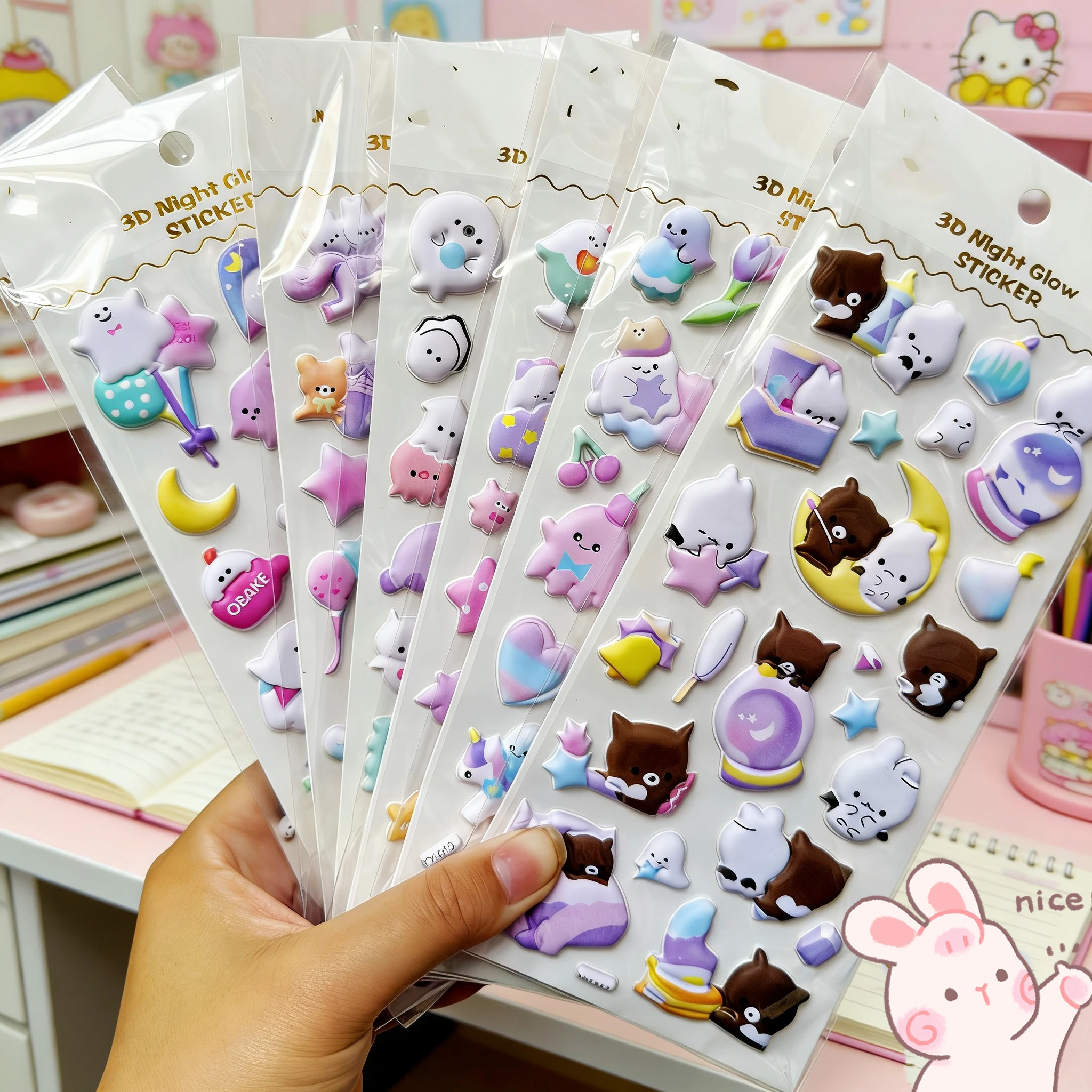 

1 pc/3pcs/6 pcs Cartoon Animals Flocked 3D Relief Stickers Journaling DIY Diary Cute Stationery Sticker Decor School Supplies