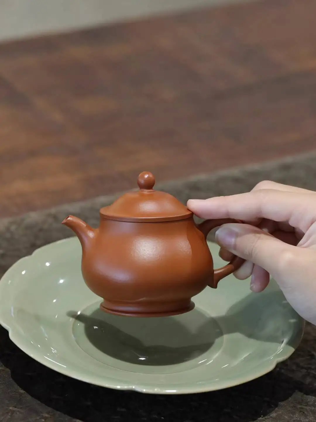 Yixing Purple Original Ore From Zhaozhuang Raw Zhu Clay Bojun Gao Pan Teapot 105Ml Small Capacity For Tea Brewing