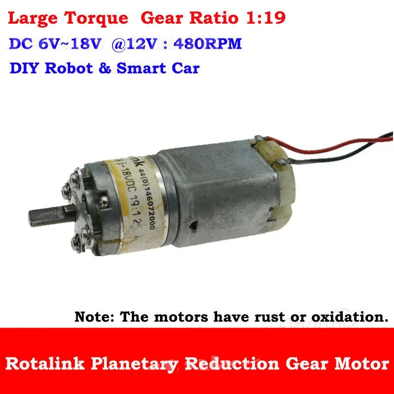 DC 6V~18V 12V 480RPM Micro Rotalin 280 Planetary Gearbox gear Motor 1:19  Reduction ratio D-shape Shaft DIY Robot/ smart Car