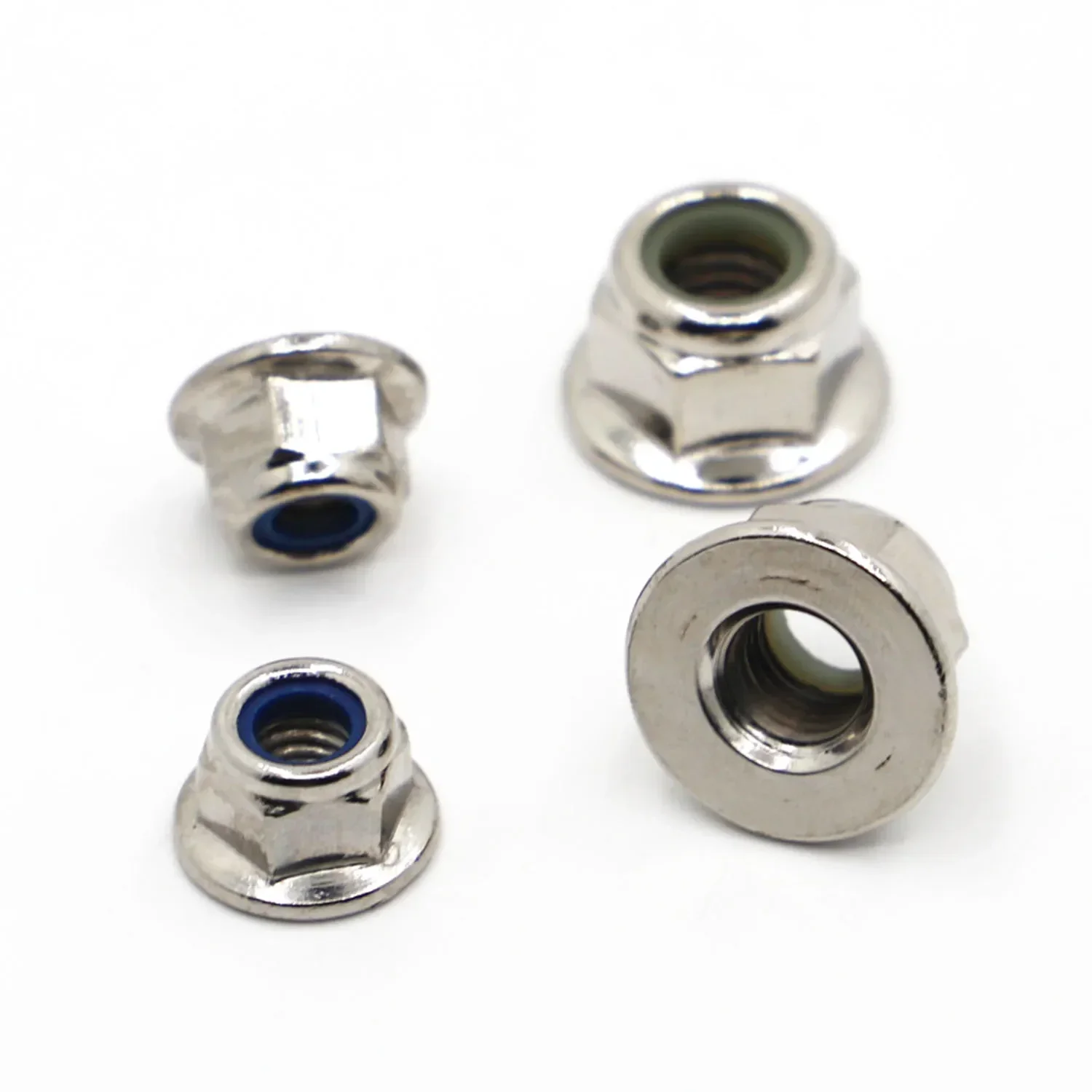 M3 M4 M5 M6 M8 M10 M12 Edelstahl / Nickel / verzinktes Nylon Sicherungsflanschmutter Einsatz Sicherungsmutter Selbstsichernde Nylock-Sicherungsmutter