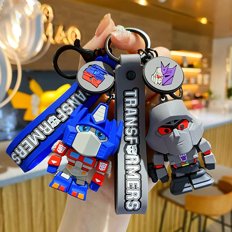 Cartoon Transform Shape Robot Toy Doll Keychain Cute Exquisite Cool Resin Mechanic Robot Key Chain Men Women Car Bag Charm Gifts