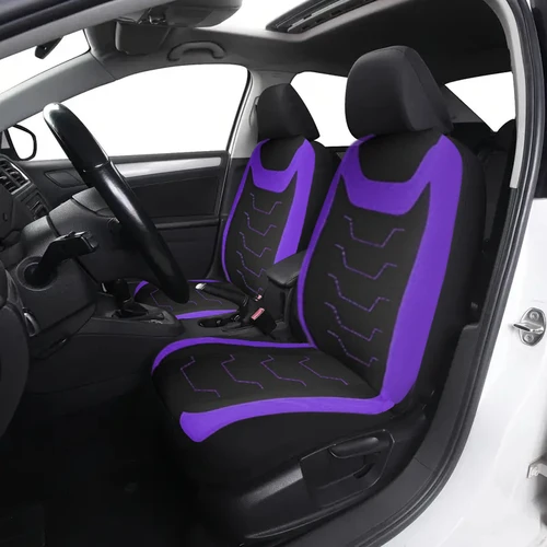 Imagen 2 del producto Juego completo de fundas para asientos de coche, fundas universales de tela de poliéster con bordado cóncavo para coche, SUV, camión, furgoneta, accesorios interiores