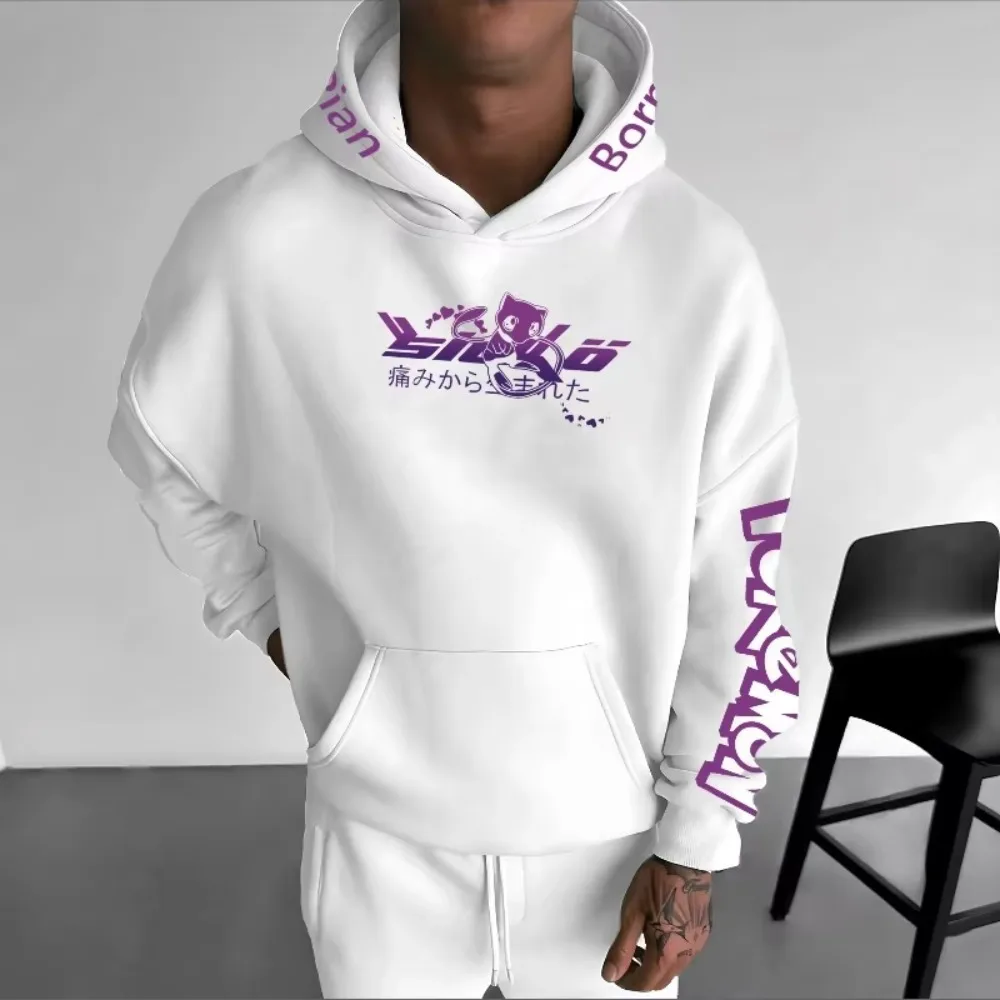 الرجال جديد بوكيمون أنيمي Mewtwo مزدوجة مطبوعة هوديي للرجال والنساء الخريف/الشتاء Harajuku حجم كبير الاتجاه غير رسمي سترة