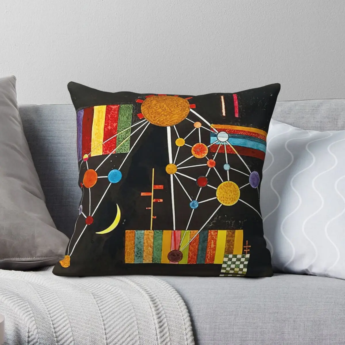 Network Of Above Kandinsky Square Pillowcase Polyester Linen Velvet Creative Zip Decorative Home Cushion Case