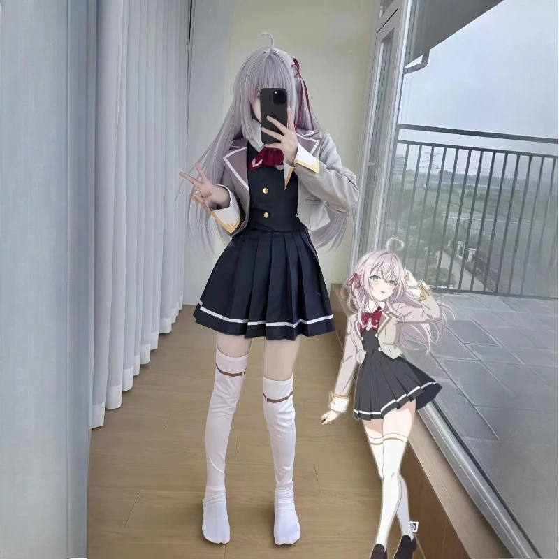 أزياء أنيمي أليسا ميخائيلوفا كوجو التأثيرية أحيانًا تخفي مشاعرها باللغة الروسية Jk Yuki Suou Alya ملابس لعب الأدوار شعر مستعار