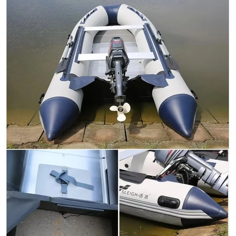 1.2mm 430cm 14.1ft Thicken PVC Rubber Assault Boat 9 Person Inflatable V Shape Keel Aluminum Bottom Speed Rescue Lifeboat