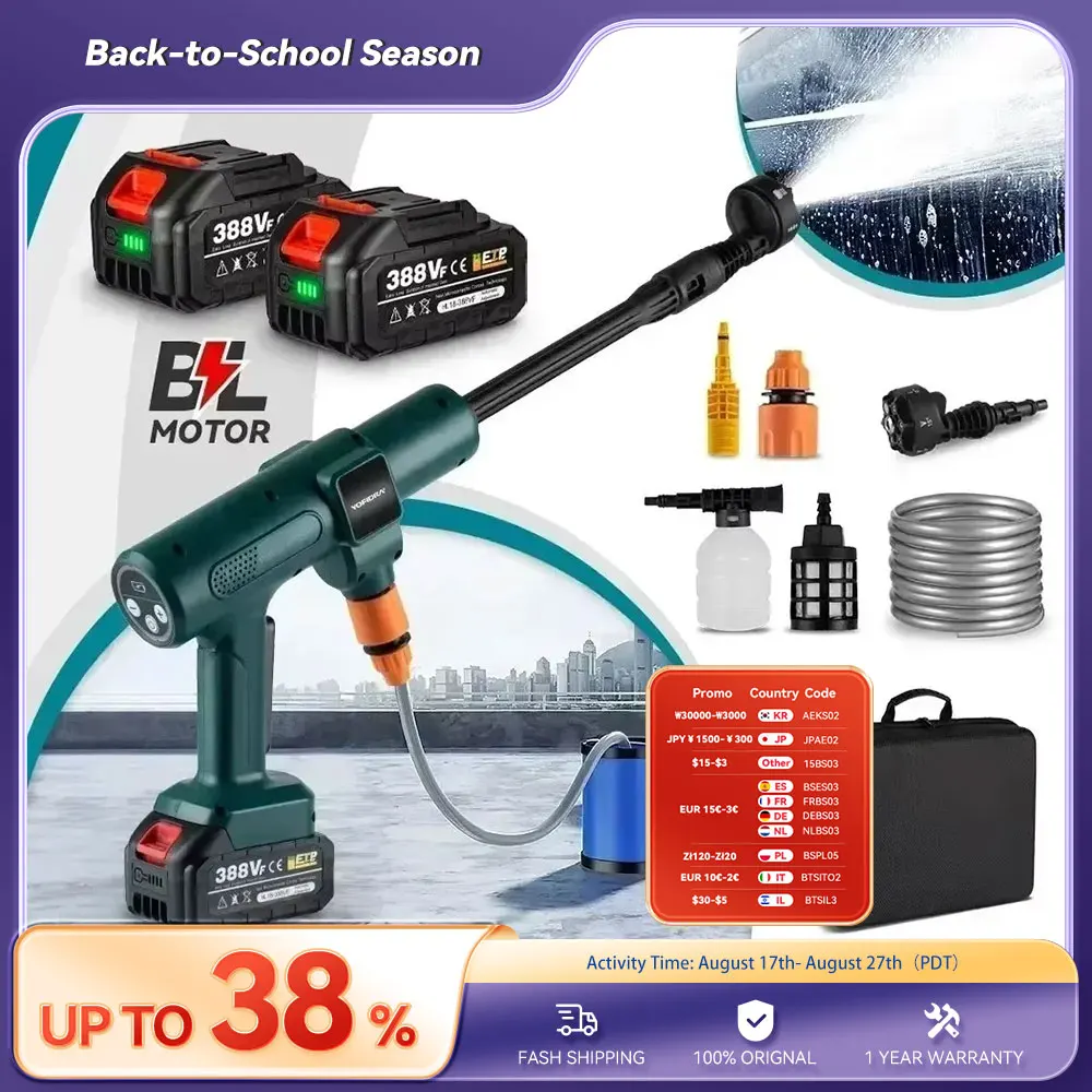 YOFIDRA 200Bar Brushless Elettrico Idropulitrice Ad Alta Pressione 6-in-1 Lavaggio Auto Giardino Pistola A Spruzzo D'acqua Misura Per Makita 18V Batteria Spille