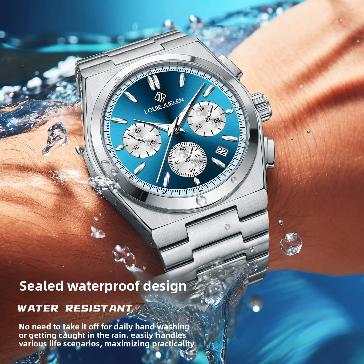 Men's sports racing quartz watch three-eye small three-hand multi-function watch light luxury business men's watch
