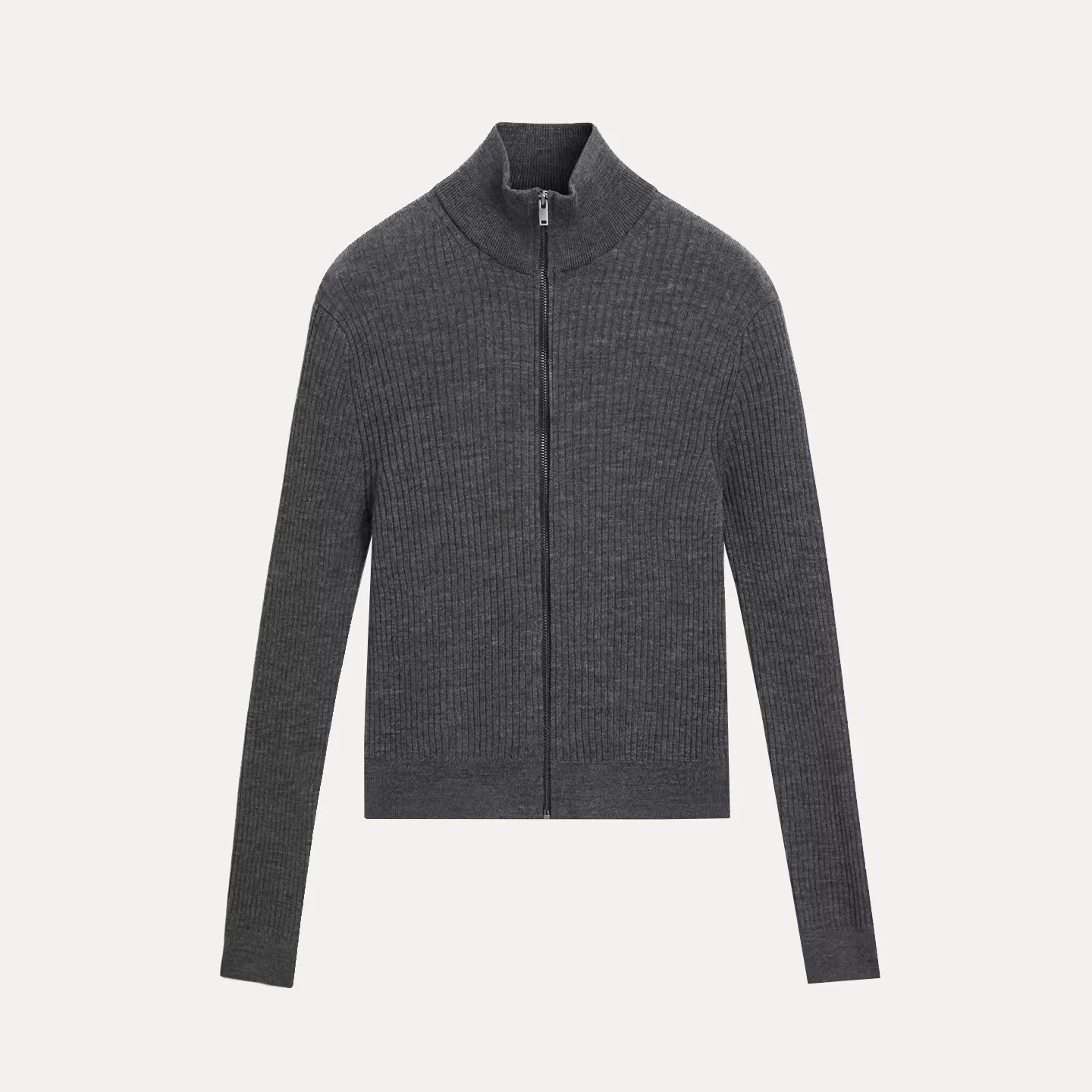 

Модный зимний женский вязаный свитер на молнии с длинным рукавом, приталенный, для повседневной носки, тонкий, цельный, с длинным рукавом