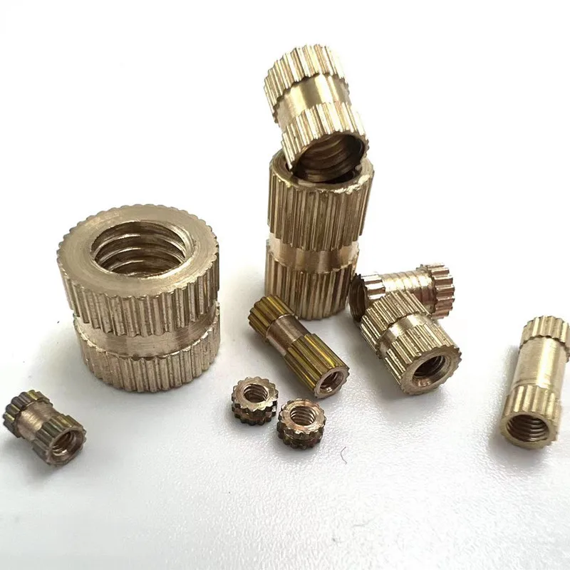 50X M2 M2.5 M3 Solid Brass Pure Copper Metric Thread Injection Molding Knurl Insert Nut Nutsert Round Shape Column OD 3.5 4 5mm