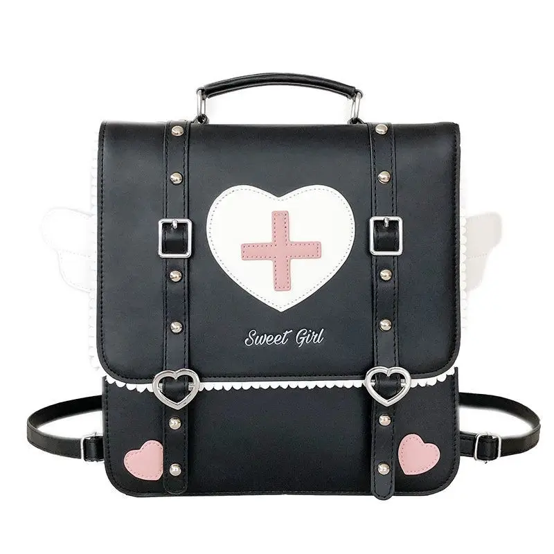 Lolita Wing Heart Cross Backpack Bag School Students Laptop Bag Rucksack Outdoor Shoulder Book Kawaii Uniform School Bag