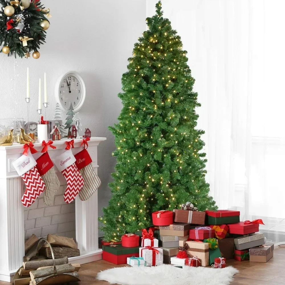 7.5' Pre-Lit Slim Olympia Pine Artificial Christmas Tree - Warm White Lights,Christmas Trees