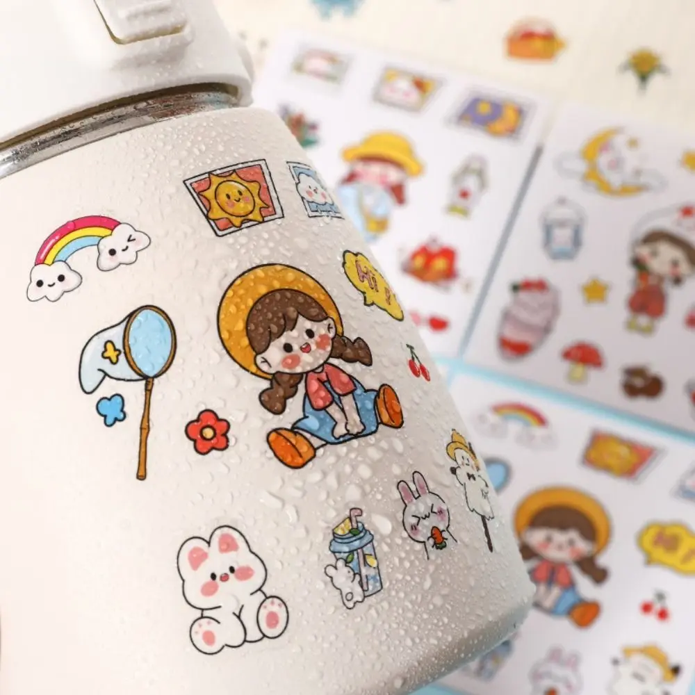 Cute Cartoon Patterns PVC Stickers Waterproof Multicolor Notebook Decoration Scrapbook Decor DIY Phone Water Bottle Decor