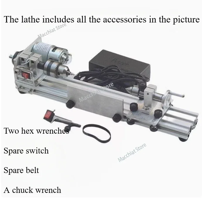 Mini Lathe Beads Machine 220V 280W  Polishing   Metal Woodworking  Stepless Speed Regulation High Precision