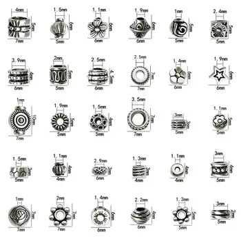 隨機混合裝 23/30 顆金屬珠,復古銀色管珠,鋅合金隔珠,散珠,適用於 DIY 手鍊飾品製作 10 最佳銷售 管珠 - №8