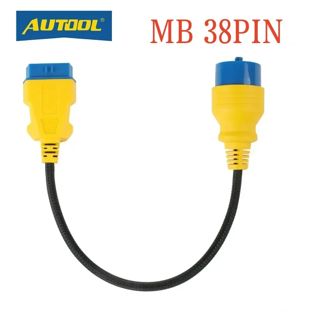 AUTOOL BENZ 38Pin OBD2 Extension Cable Connector  MB 38 PIN OBD2 Adapter Wire Nylon OBDII Male to Female Extension Cord