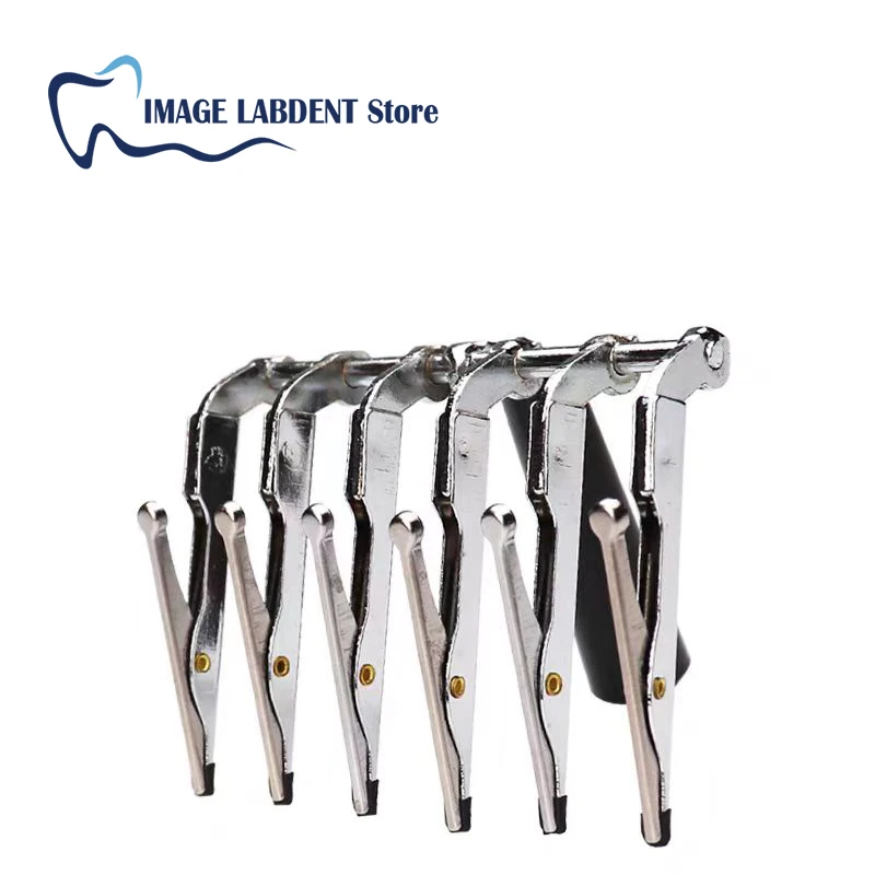 Dental Laboratory Glazed Six-tooth Clamp Ceramic Veneer Porcelain Brush Glazed Temporary Crown Holder Clamp Denture Tools Dental