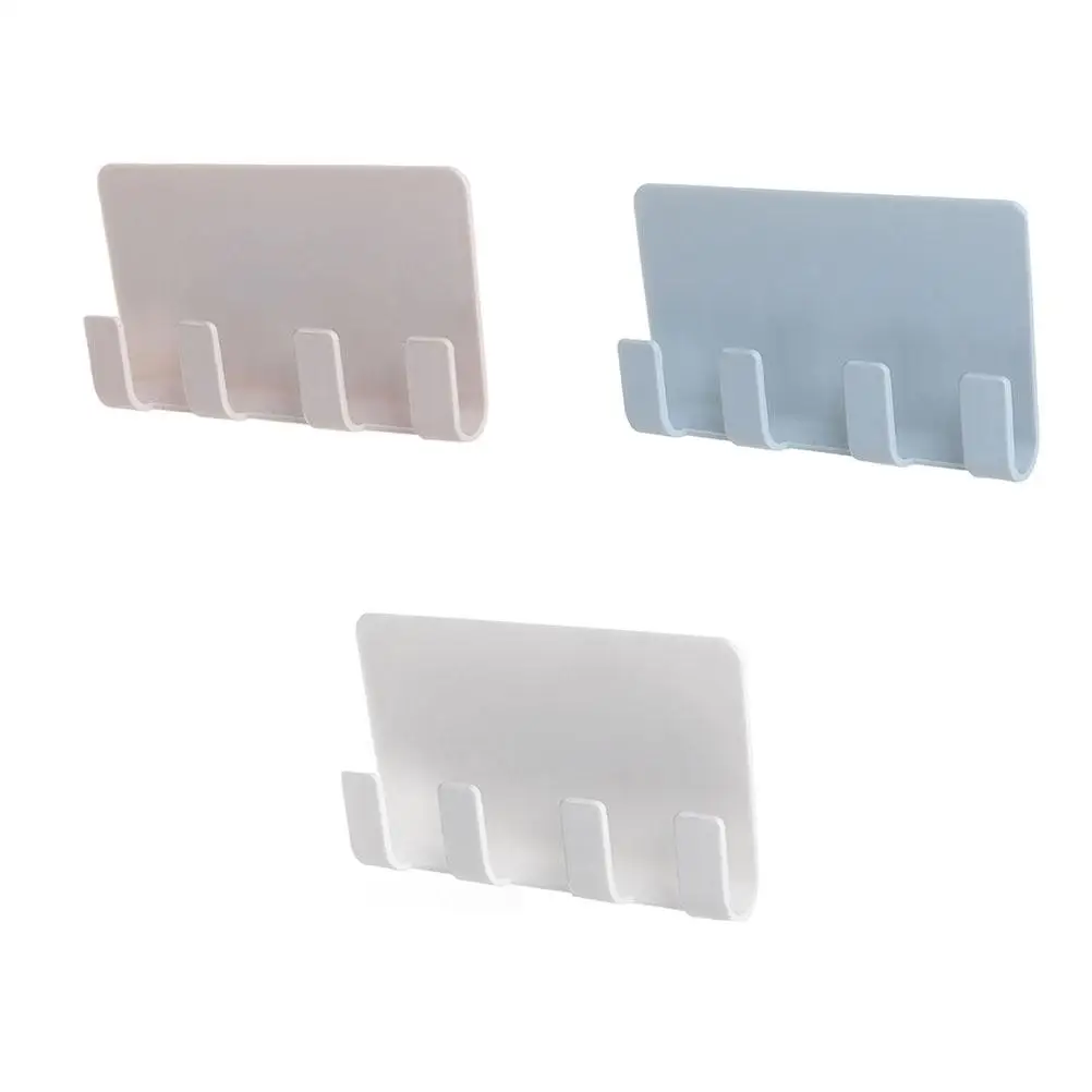 

Wall Mount Phone Charging Stand 4 Hooks Storage Rack Self Adhesive Holder Compatible Smartphone Tablet PP Plastic Durable