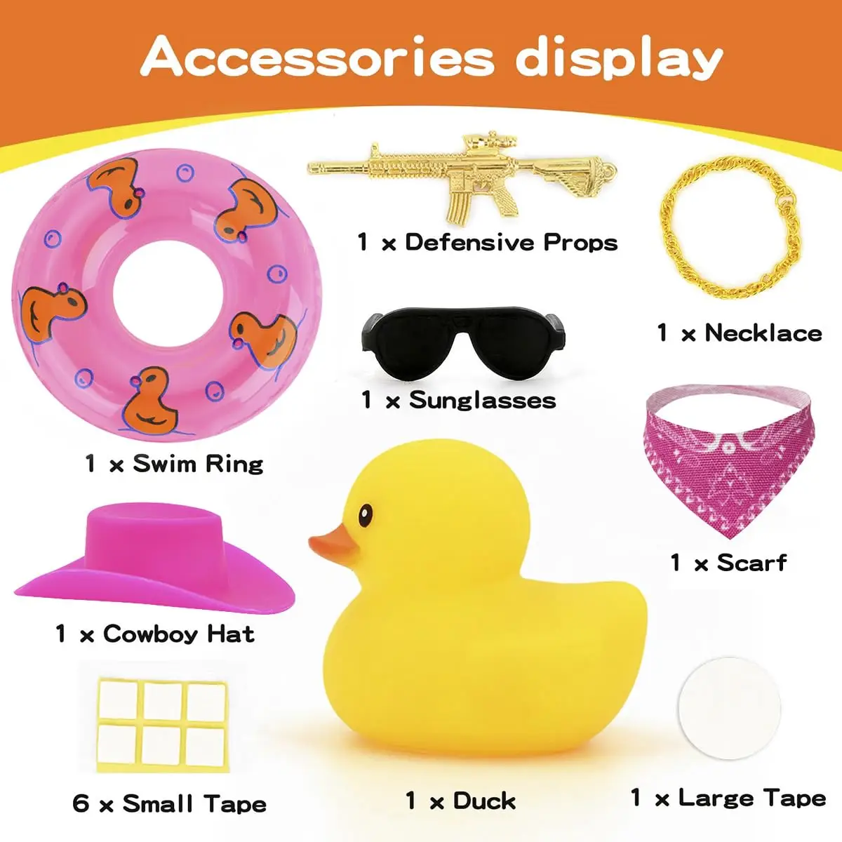 Rubber Duck Car Ornaments Duck Car Dashboard Decorations for Cool Car Accessories with Cowboy Hat Necklace