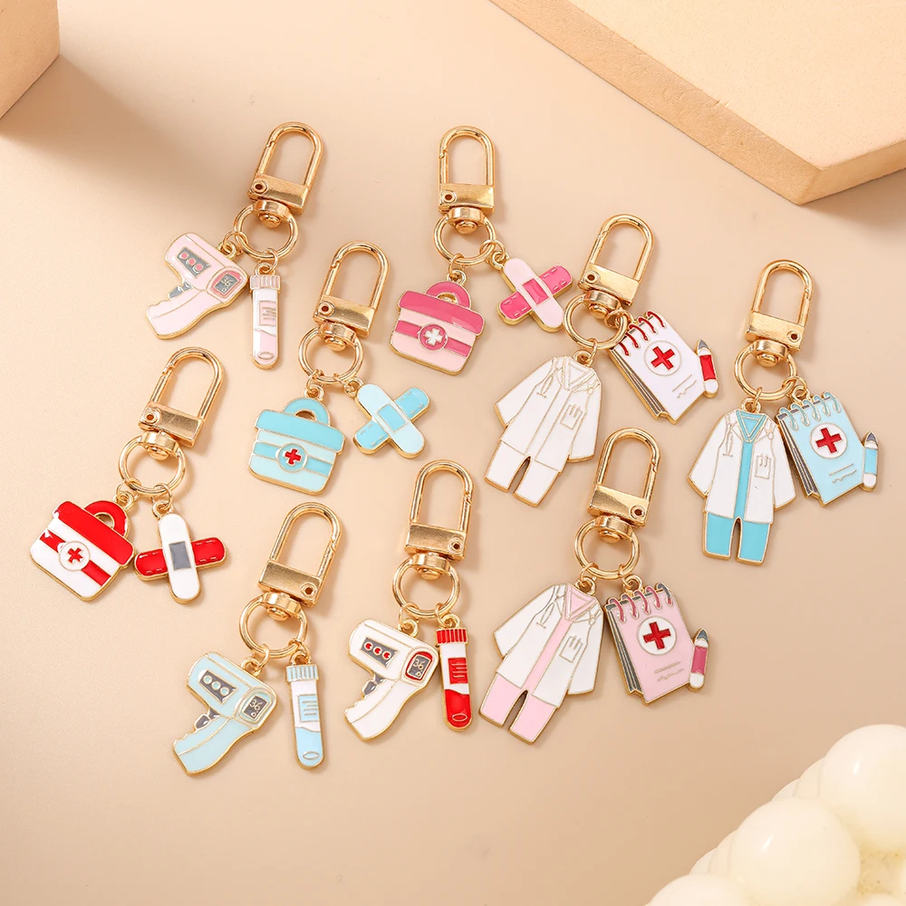 Cute Medical Record Doctor's Gown Keychain Women Men Medical Kit Key Ring Pendant for Handbag Decor DIY Jewelry Gift