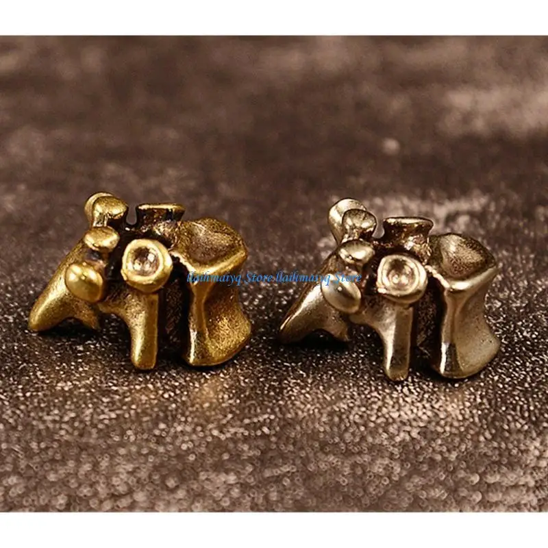 573B Artistic Brass Keychain Lanyard Beads with Spine Functional Everyday Gear Paracord Rope Bead Costume Accessories