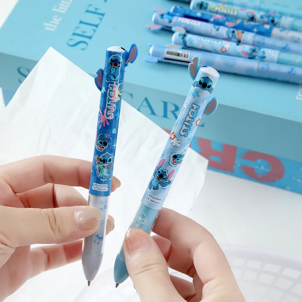 Random 8pc Stitch Two Color Ballpoint Pen Cartoon Set Disney Creative Modeling Black /Blue Side Press Pen Student Stationery