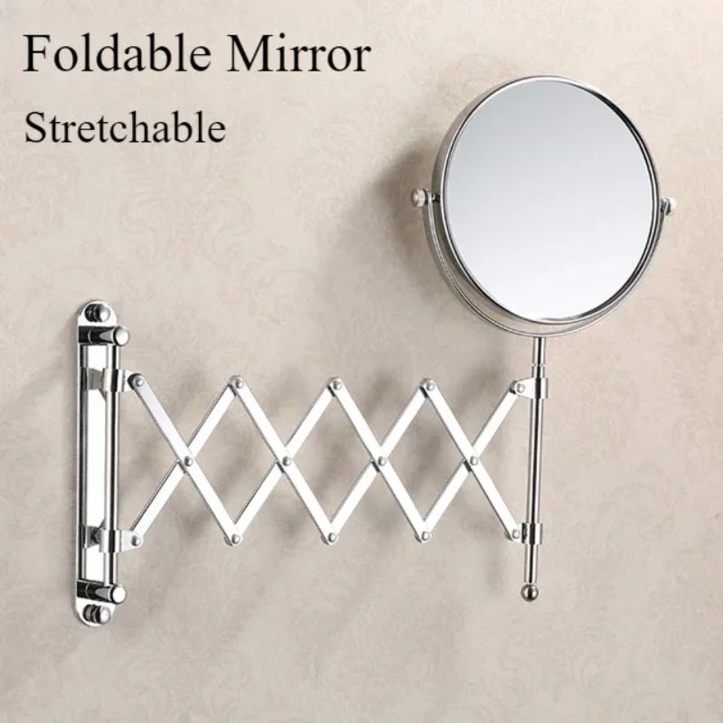 Bathroom Folding Vanity Mirror Wall-mounted Vanity Vanity Mirror Retractable Mirror Metal Double-sided Mirror 2X/3X Magnificatio