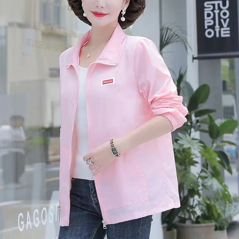 Sunscreen Jacket Women's New Ultra-Thin Outwear Summer 2024 Loose With A Cap-Less Lapel Sun Protection Clothes Coat Ladies Tops