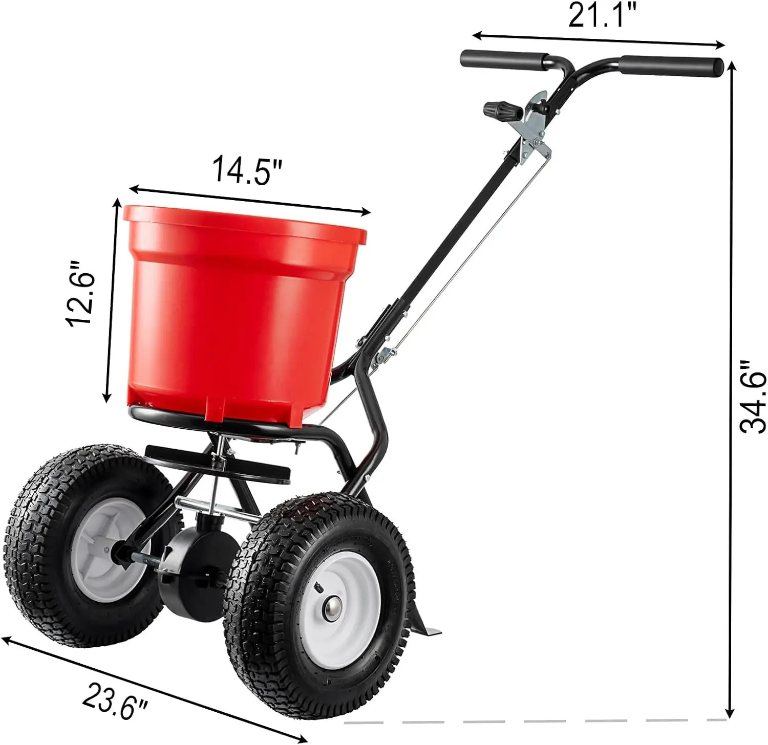 Spreader, 90LBS Walk Behind Push Spreader, Fertilizer Spreader for Seed,Fertilizer,Salt with 12.5-Inch Pneumatic Wheel