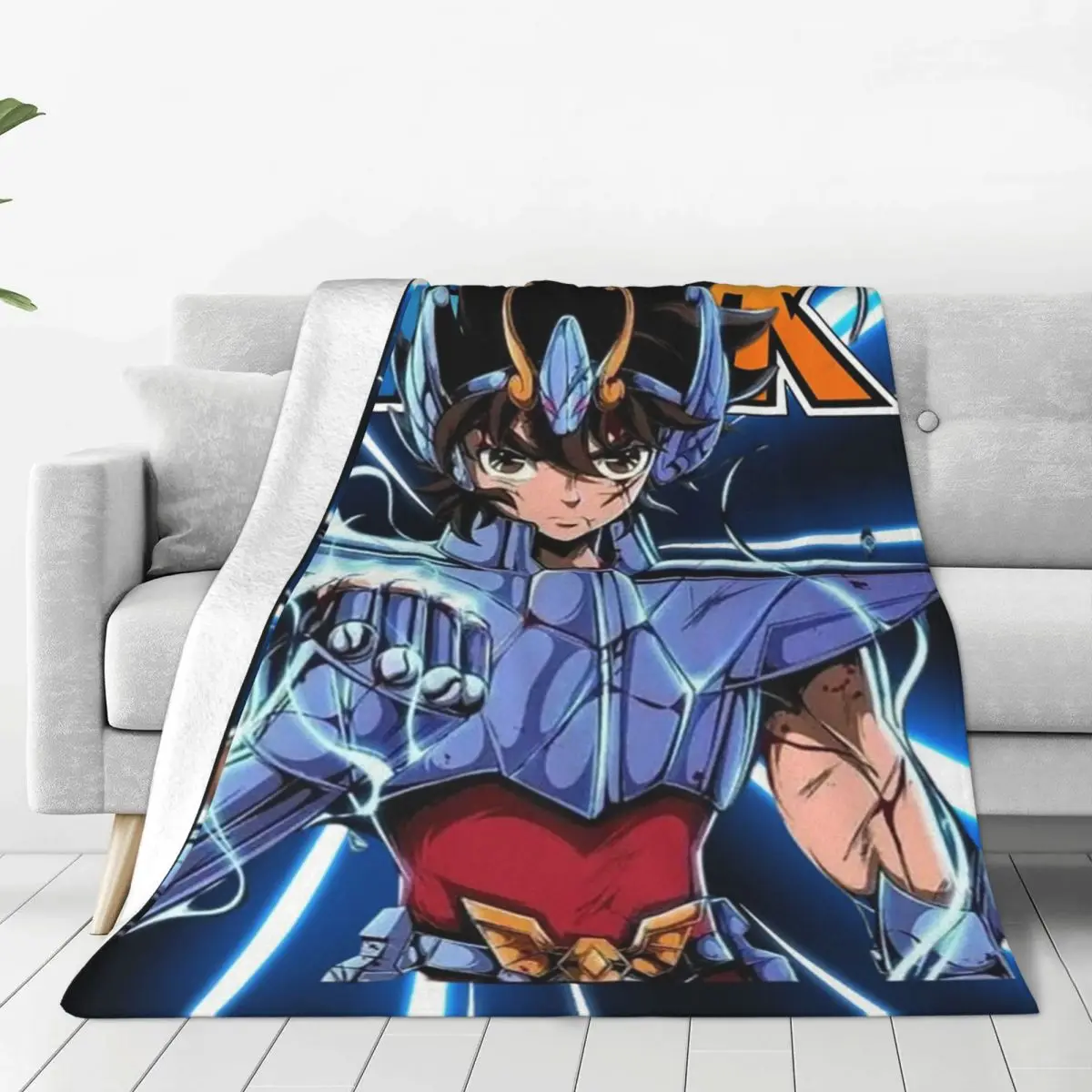 Anime Knights Of The Zodiac Saint Seiya Blanket Soft Warm Flannel Throw Blanket Cover for  Living room Picnic Travel Home Sofa