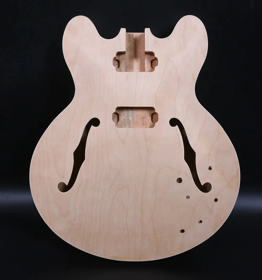 Unfinished Electric guitar 1set Guitar Kit ES 335 maple Guitar neck and Guitar Body,DIY Hollow Electric guitare