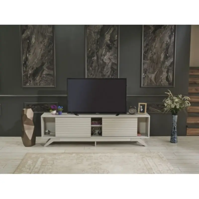 Furniture Home Store Mid-century Modern TV Stand 2 Sliding door Cabinet 2 Stand 67 