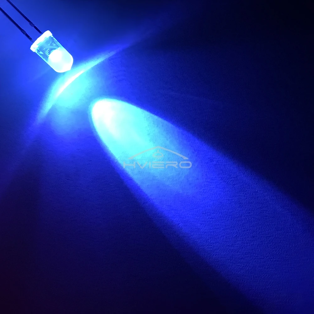 100/200X F5 5 มม.รอบน้ำไดโอด LED สีขาวสีแดงสีเขียวสีฟ้าสีเหลืองสีชมพูสีส้มซุปเปอร์ไบรท์ไลท์ไดโอดเปล่งแสงหลอดไฟ