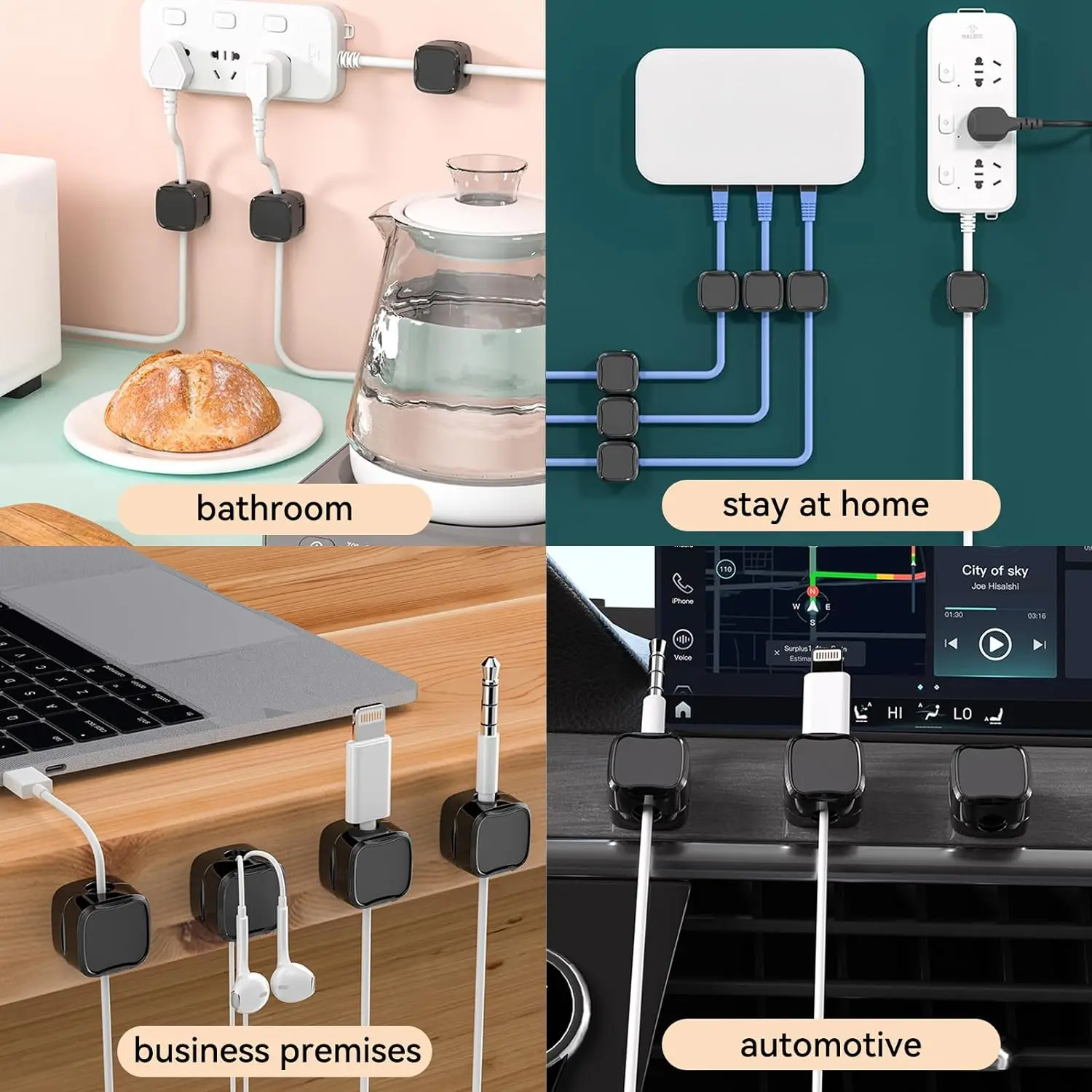 3/6/12Pcs Holder Keeper Organizer for Home Cable Clip Cord Holder Adhesive Wire Office Car Under Desk Cable Management Magnetic