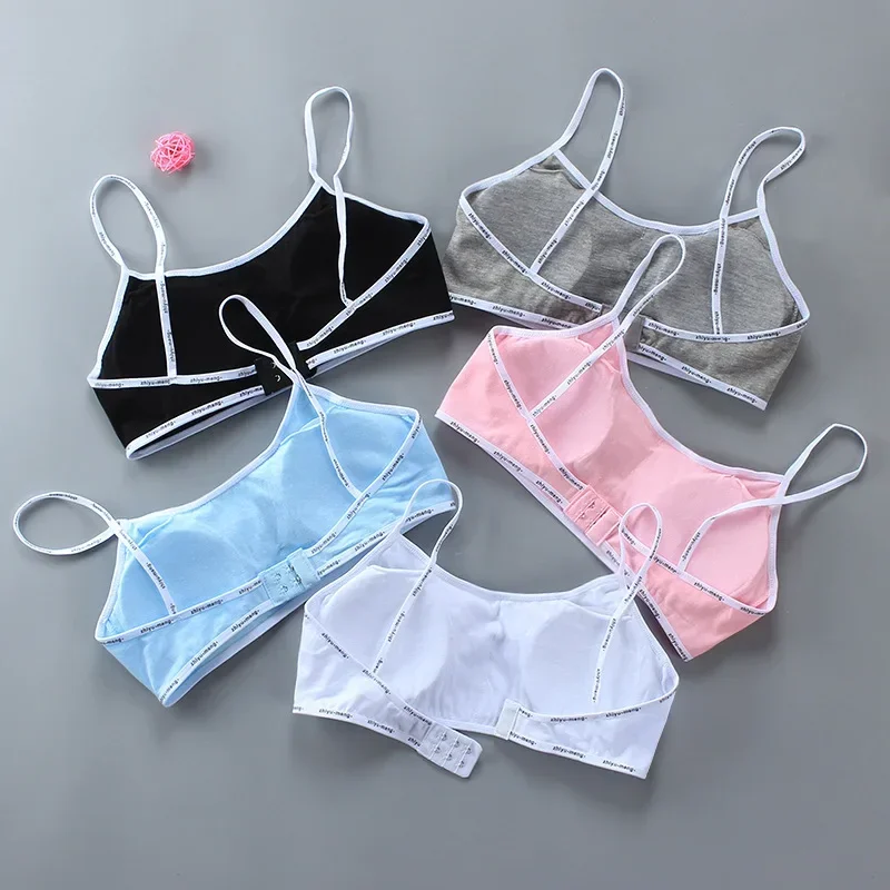 8-16 Years Teen Girls Cotton Training Bra Puberty Schoolgirl Sports Bras Detachable Chest Pad Teenager Underwear Tube Top Vest