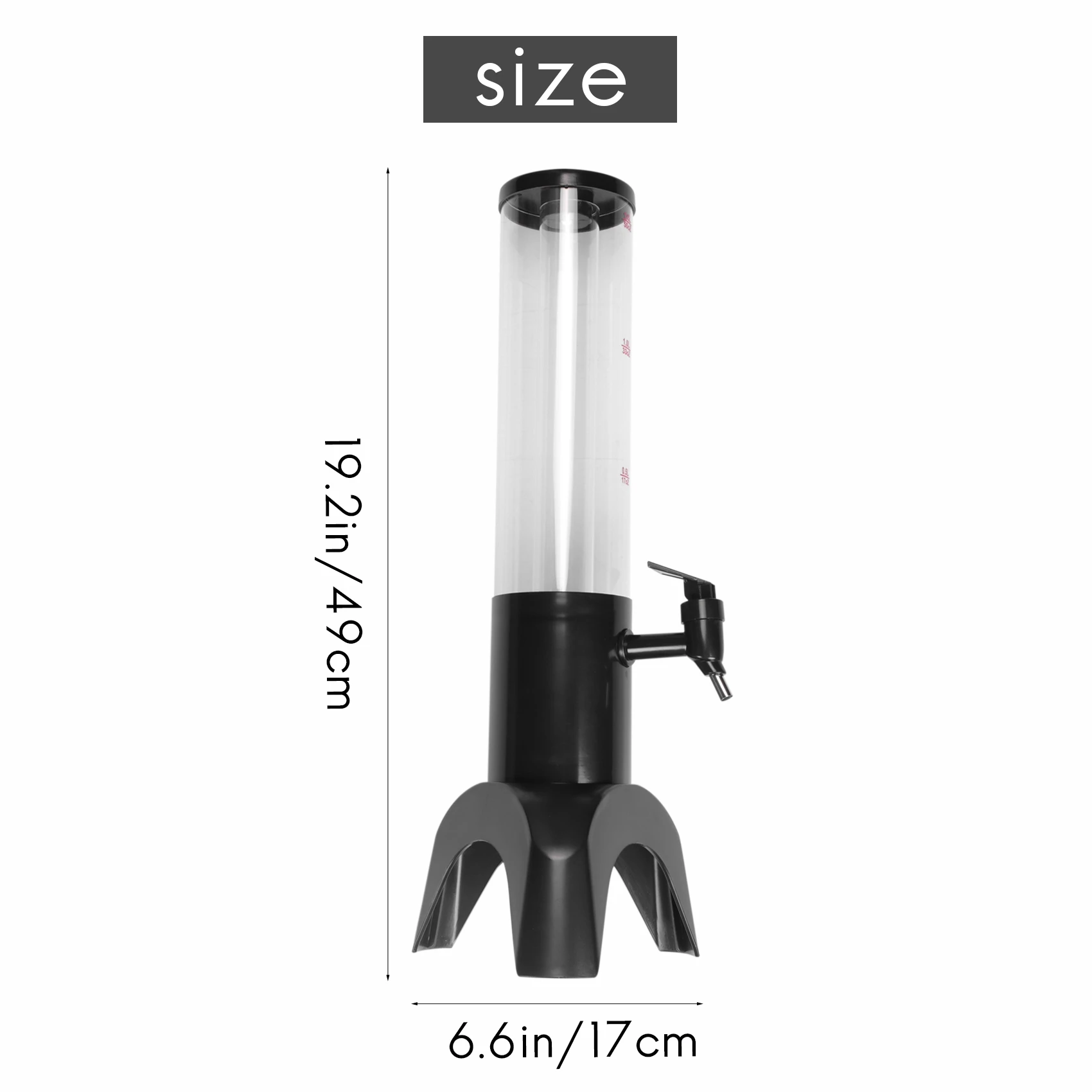 1.5L Beer Dispenser Tower Easy Clean Integrated Tap with Ice Tube and LED Light Clear Beverage Tower Dispenser Black