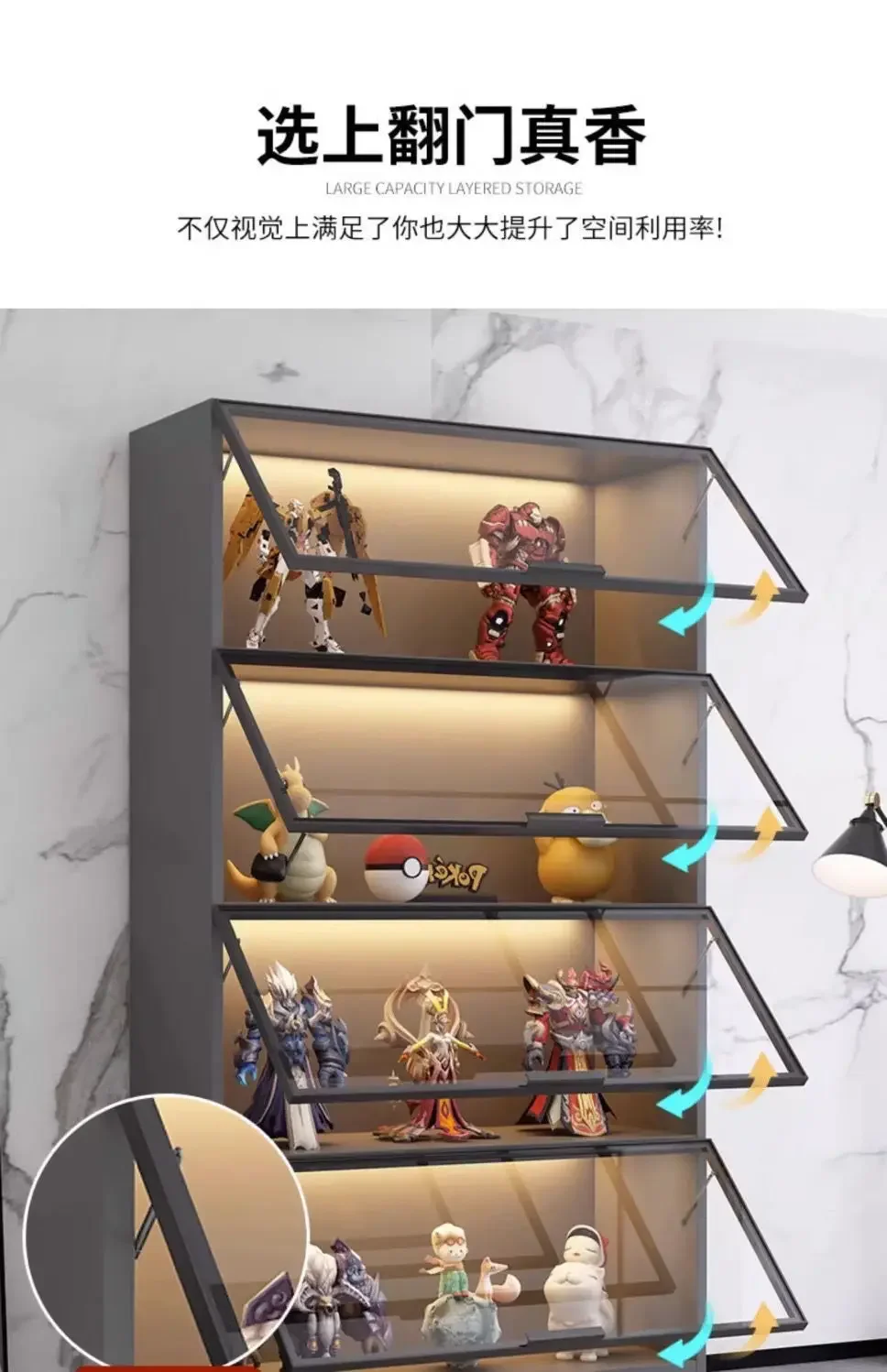 Glass Hydraulic Display Cabinet Model Display Cabinet Figure Doll Display Cabinet