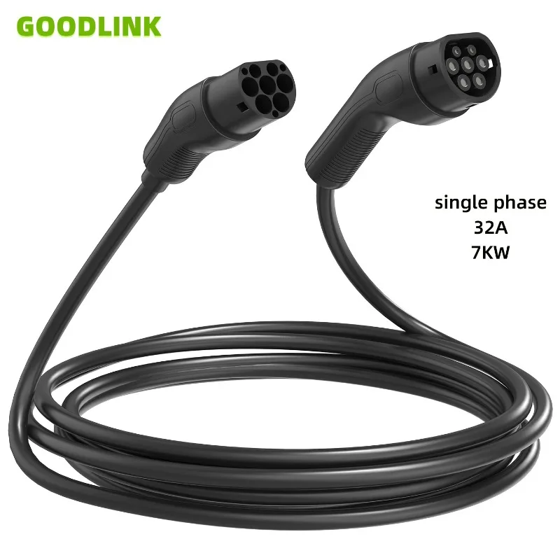 GOODLINK Type2 To Type2 EV Charging Cable Model 3 Single Phase 32a 7kw New Energy Vehicle Parts