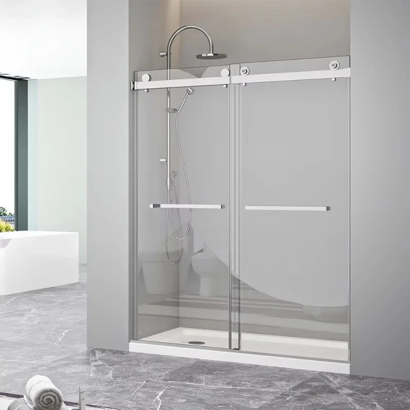 

Frameless Bypass Bathroom Tempered Glass Sliding Shower Door