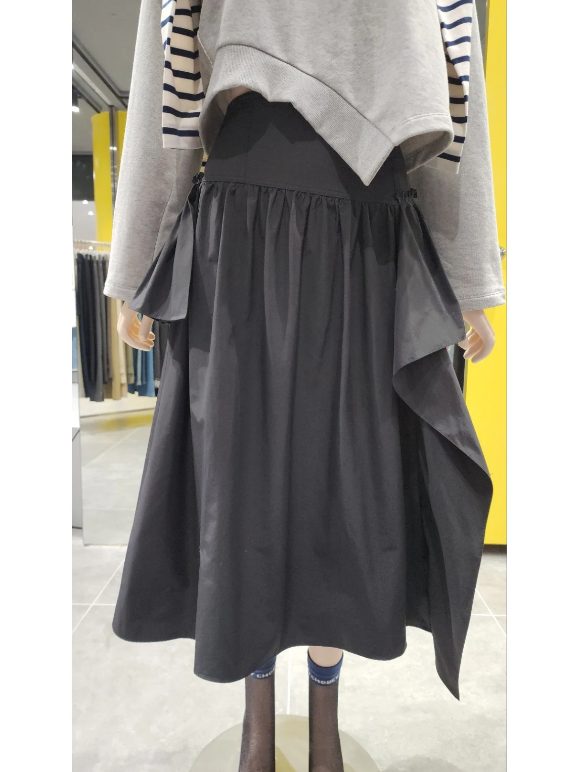 

High Waist A-Line Midi Skirt Women's Versatile Cotton Gored Skirt Spring 2026 Slimming Half-length Umbrella Skirt