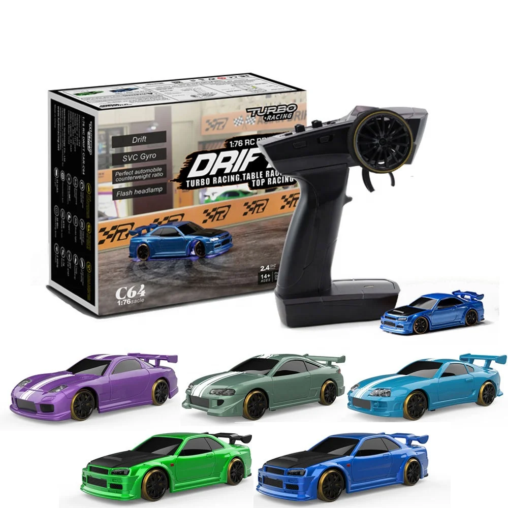 Turbo Racing Micro 1:76 Drift RC Car with Gyroscope Radio Control Toy RTR Mini Car for Kids and Adults Gtr 2026 New Trends
