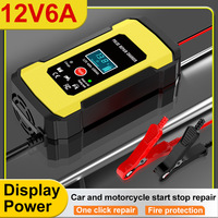 New 12V 6A Car Motorcycle Battery Charger Intelligent Digital Display Lead Acid Battery Repair Charger