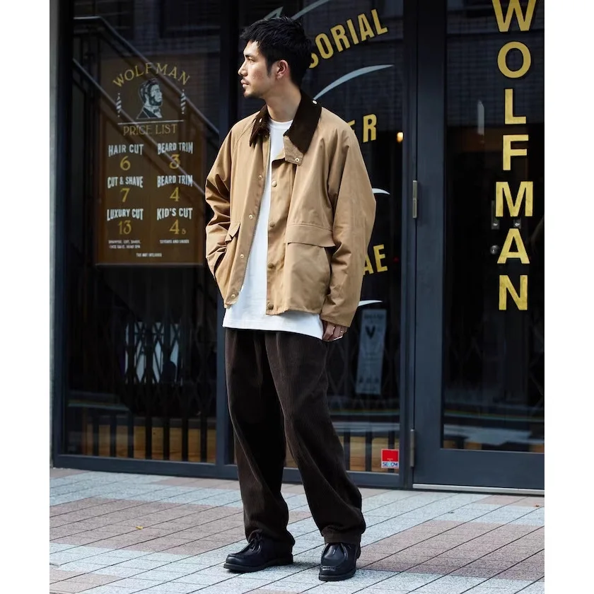 Mens Japan Hunting Classic Olive Casual Waterproof Rain Clothing Un-wax Khaki Beige Lightweight Women Corduroy Borrowdale Jacket