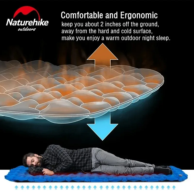 Imagem -04 - Naturehike Ultraleve Colchão de ar Esteira de Acampamento Inflável Cama de Dormir Nylon Almofada de Dormir