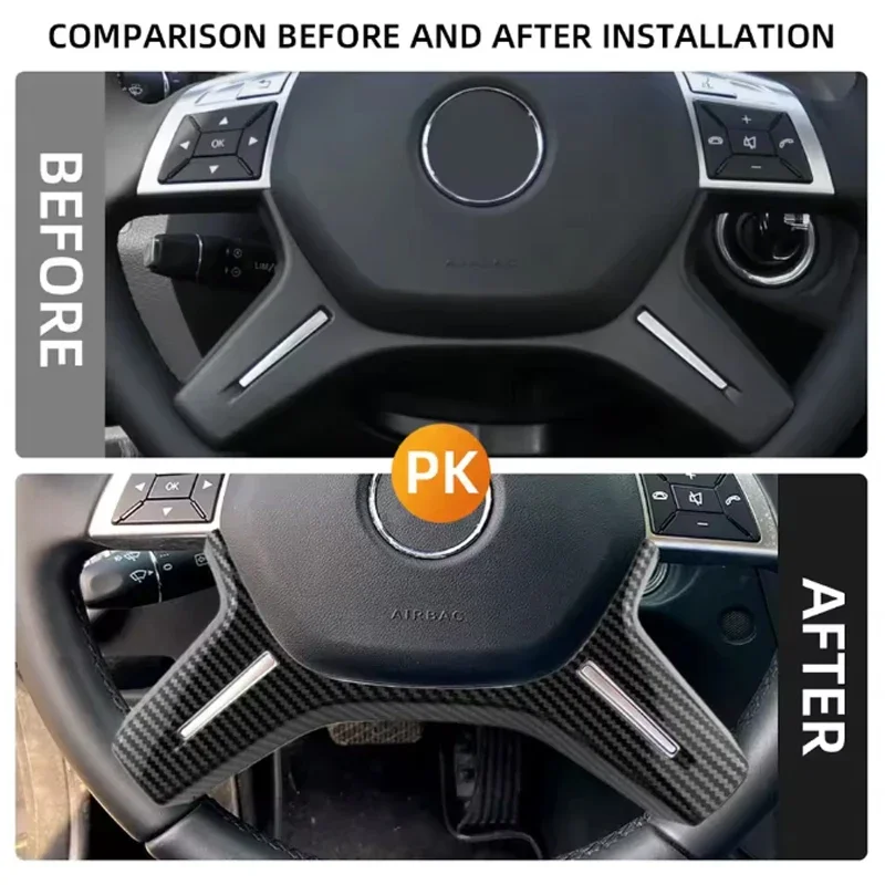 For Mercedes Benz C E ML GL Class W204 W212 W463 W166 X166 Car Steering Wheel Panel Sticker Cover Trim accessories view 3
