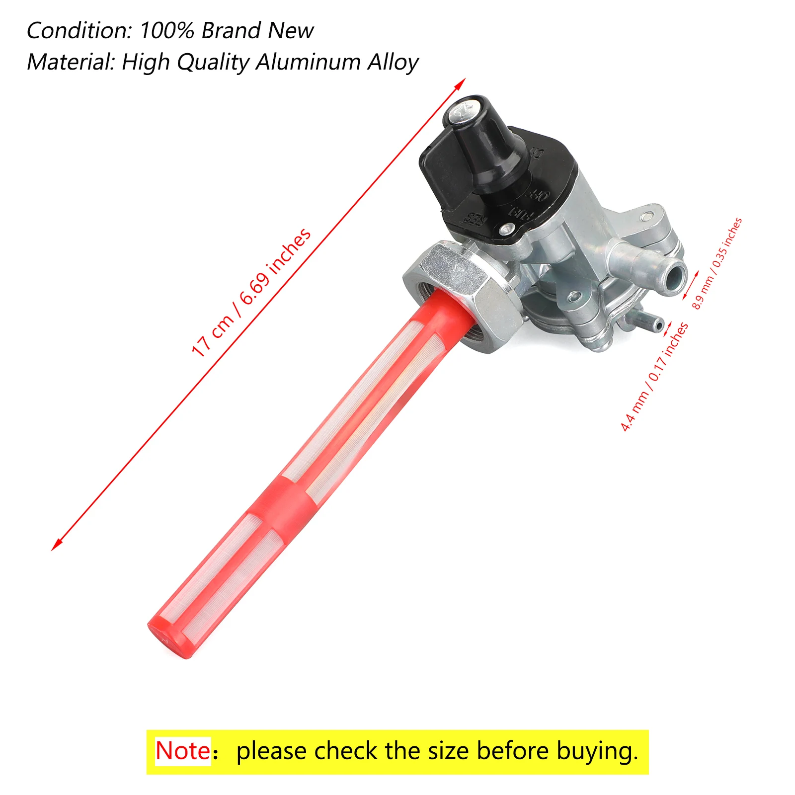 Areyourshop for Honda VTX1300C VTX1300R VTX1300S VTX1300T 16950-MEM-674 Fuel Vacuum Petcock Aluminum Alloy