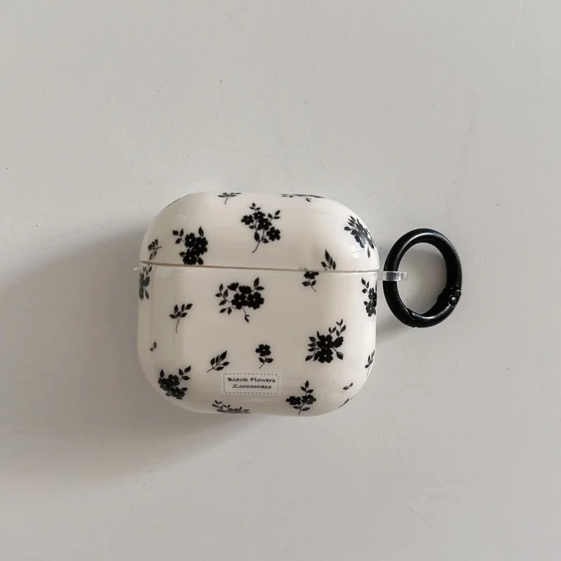 Custodia Per Auricolari Anticaduta Con Motivo Rose Nere Con Gancio Per Apple Airpods1 Airpods 2, Pro/Pro2 Airpods 3 Airpods 4, Antipolvere