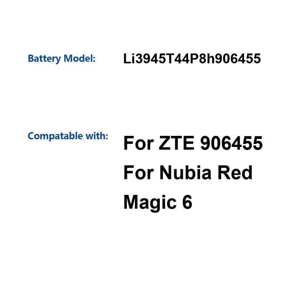 

Аккумулятор для мобильного телефона высокой емкости 5050 мАч для Zte Nubia Red Magic 6 906455, надежный источник питания Li3945t44p8h906455