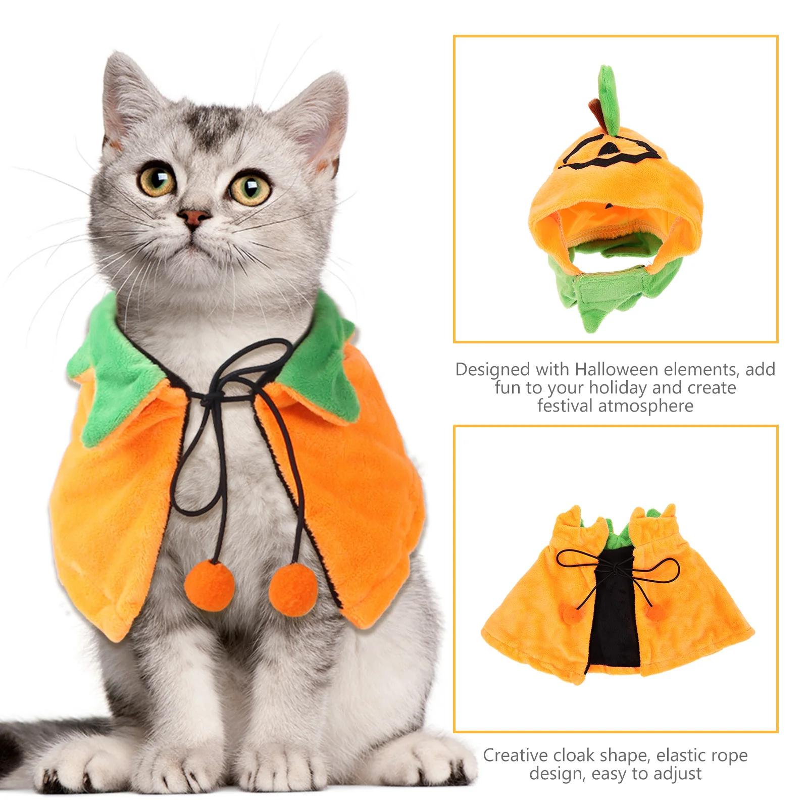 

1Set Pet Halloween Cloak Hat Set Unique Design Dog Cat Costume Photo Prop Party Cosplay Festival Cat Halloween Costumes