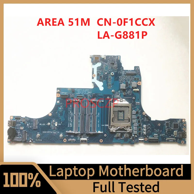 CN-0F1CCX 0F1CCX F1CCX Mainboard For DELL Alienware AREA-51M Laptop Motherboard DDQ70 LA-G881P 100% Fully Tested Working Well